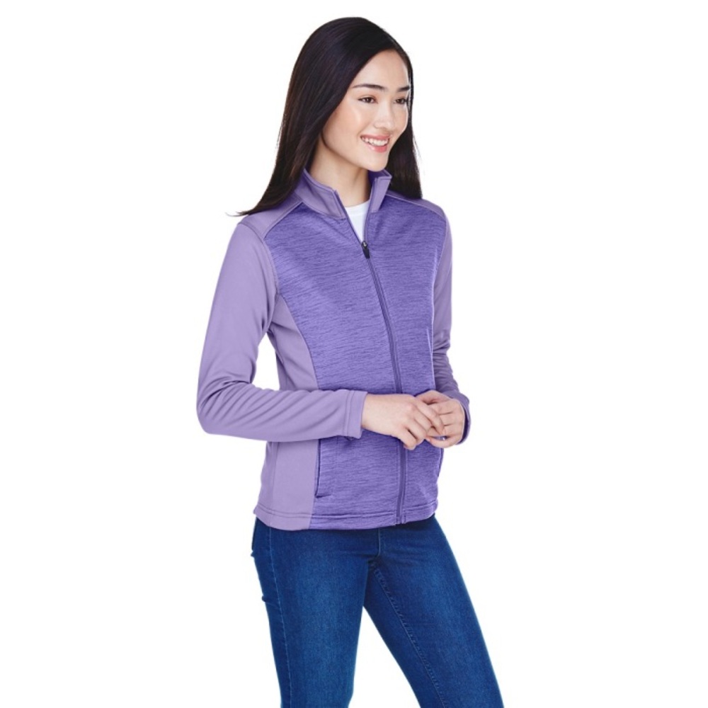 🎄Colorblock Melange Fleece Full-Zip Jacket-Grape - Picture 3 of 6